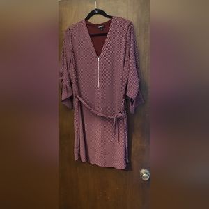 Express XL Maroon polka dot shirt dress